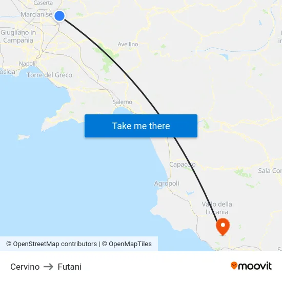 Cervino to Futani map