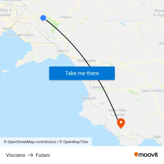Visciano to Futani map
