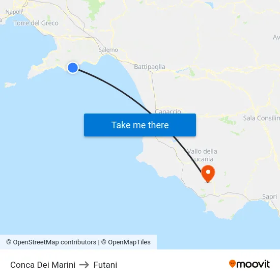 Conca Dei Marini to Futani map