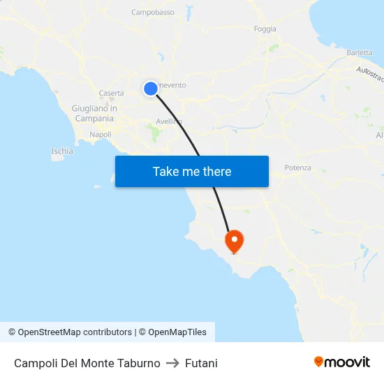 Campoli Del Monte Taburno to Futani map