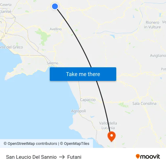 San Leucio Del Sannio to Futani map