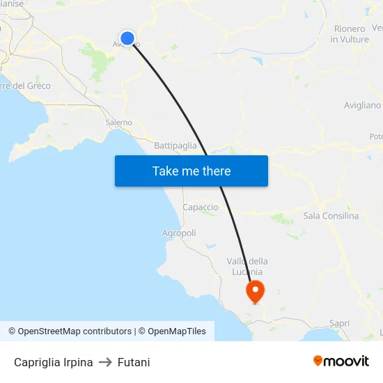 Capriglia Irpina to Futani map