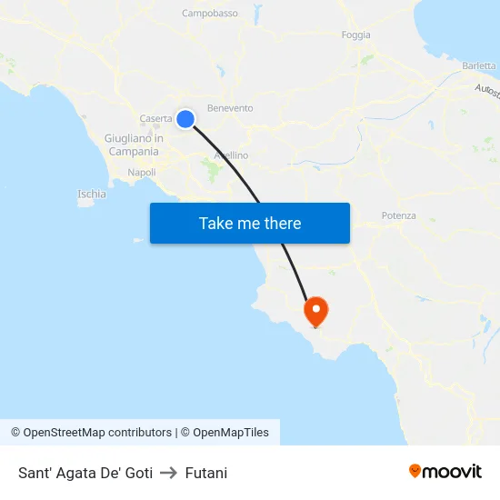 Sant' Agata De' Goti to Futani map