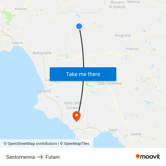 Santomenna to Futani map
