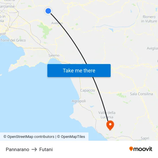Pannarano to Futani map