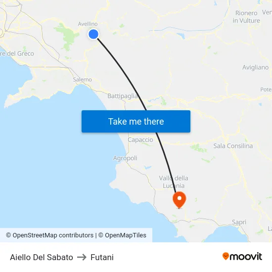 Aiello Del Sabato to Futani map