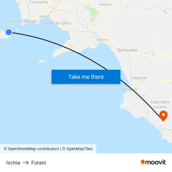 Ischia to Futani map