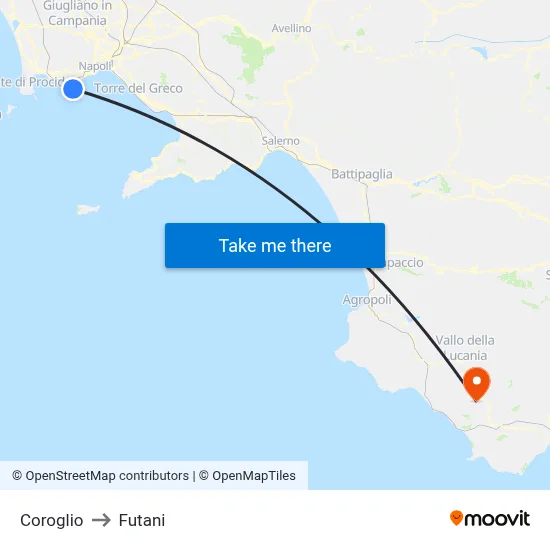 Coroglio to Futani map
