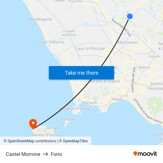 Castel Morrone to Forio map