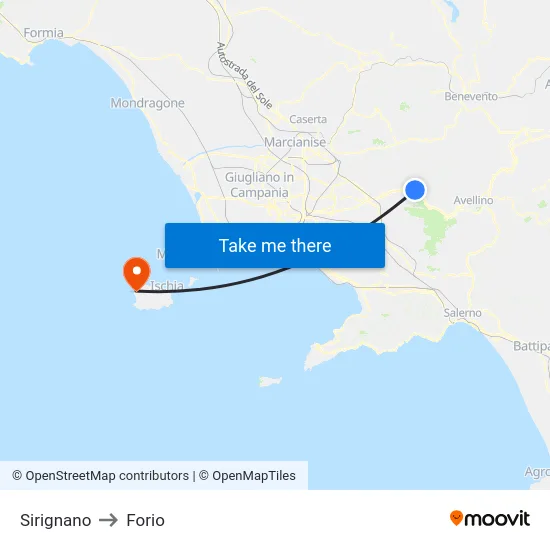 Sirignano to Forio map