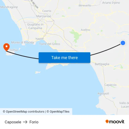 Caposele to Forio map