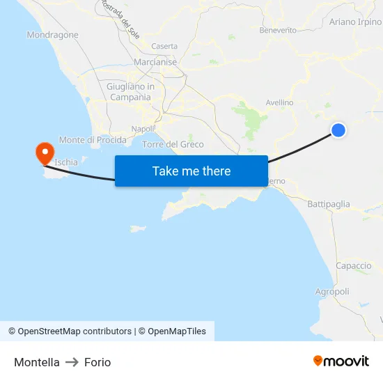 Montella to Forio map