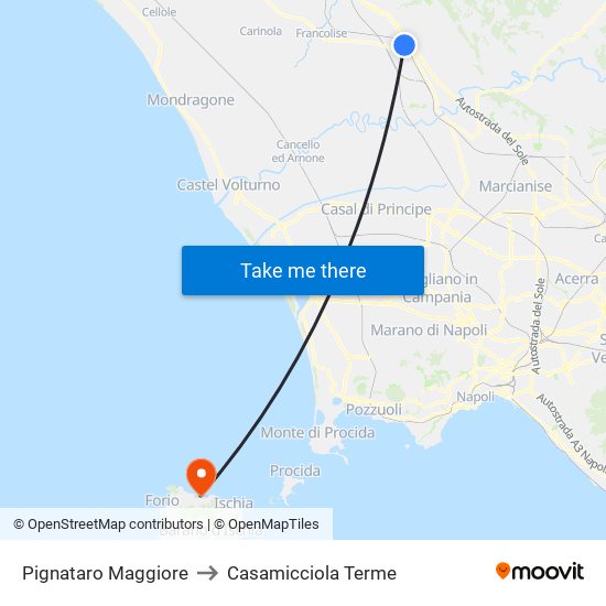 Pignataro Maggiore to Casamicciola Terme map