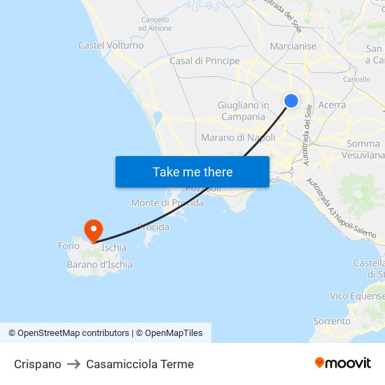 Crispano to Casamicciola Terme map