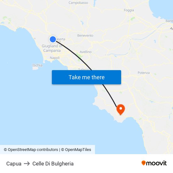 Capua to Celle Di Bulgheria map