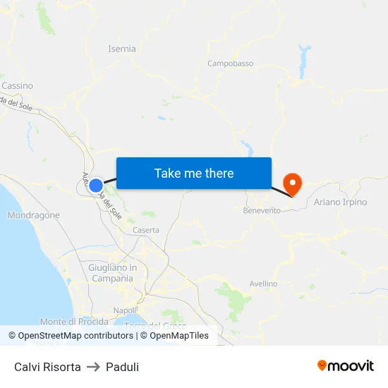 Calvi Risorta to Paduli map