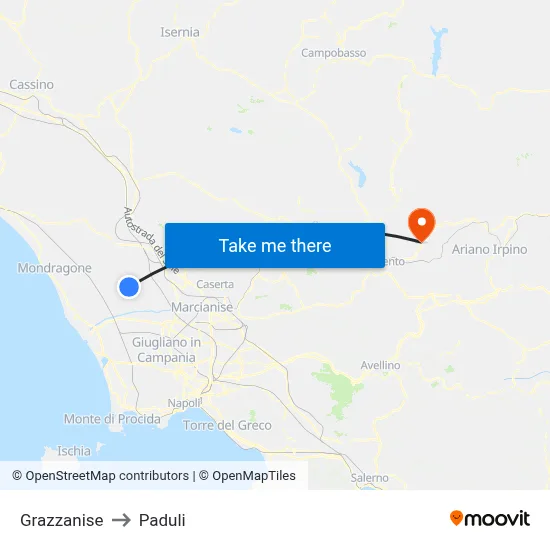 Grazzanise to Paduli map