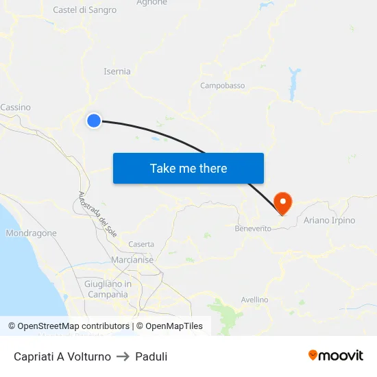 Capriati A Volturno to Paduli map