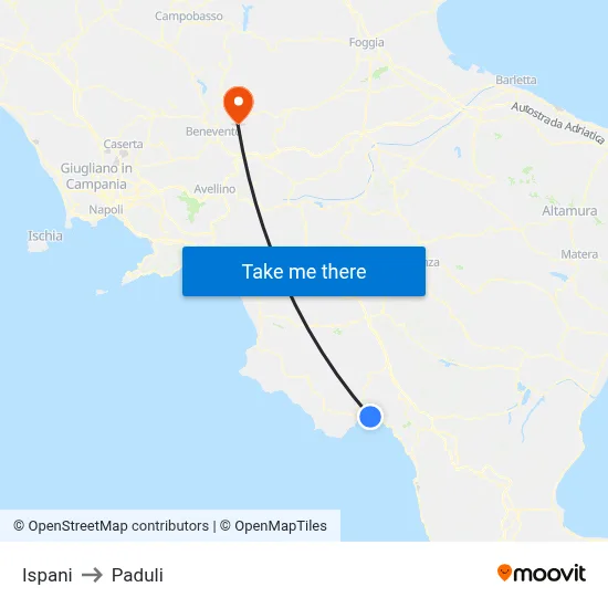 Ispani to Paduli map