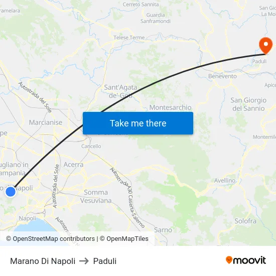 Marano Di Napoli to Paduli map