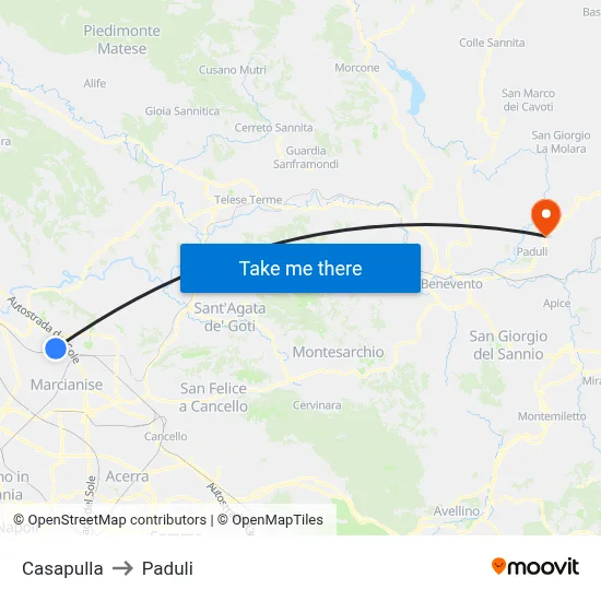 Casapulla to Paduli map