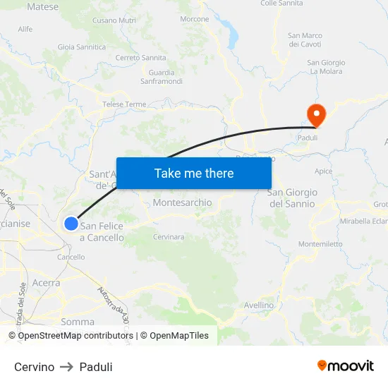 Cervino to Paduli map