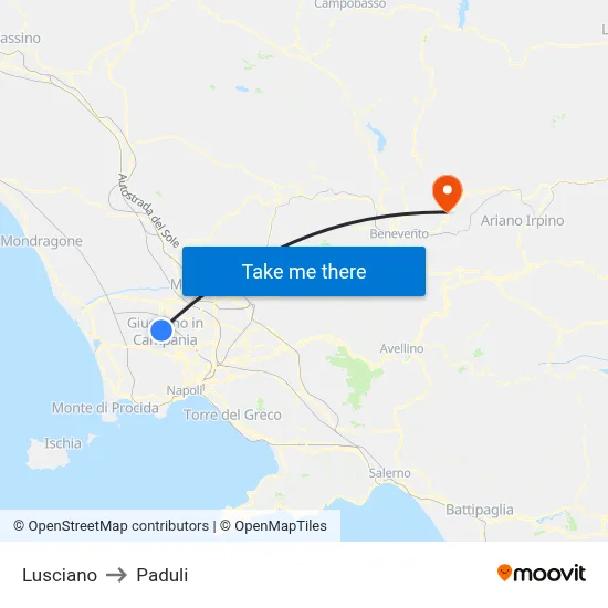 Lusciano to Paduli map