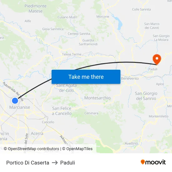 Portico Di Caserta to Paduli map