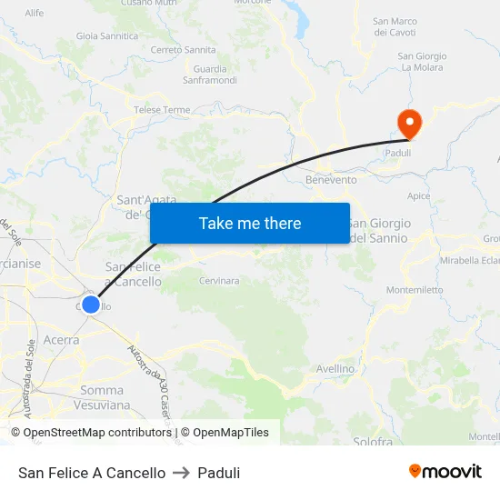 San Felice A Cancello to Paduli map