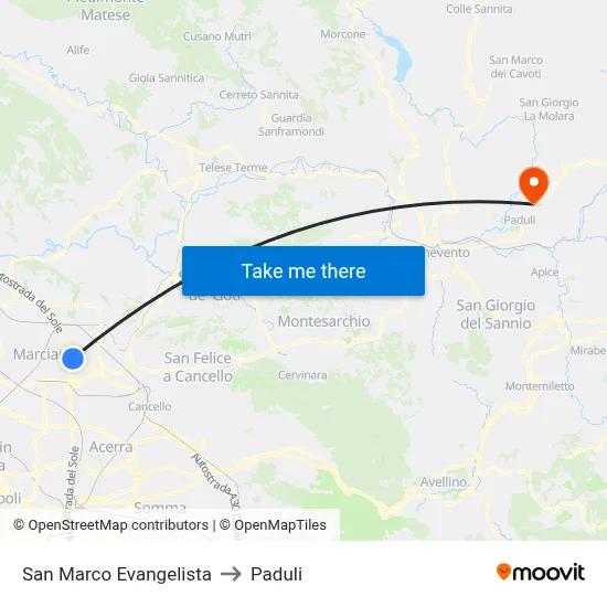Saint Mark the Evangelist to Paduli map
