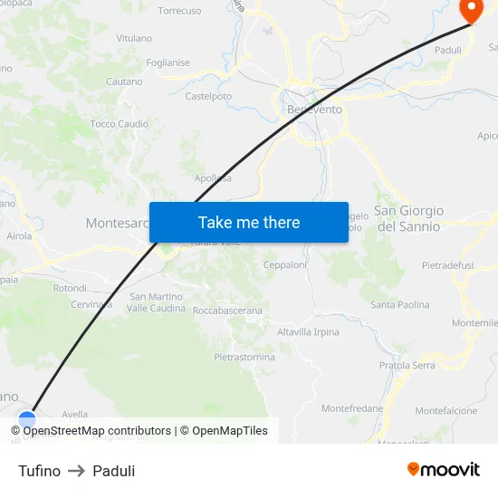 Tufino to Paduli map
