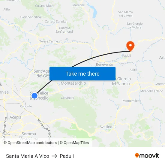 Santa Maria A Vico to Paduli map