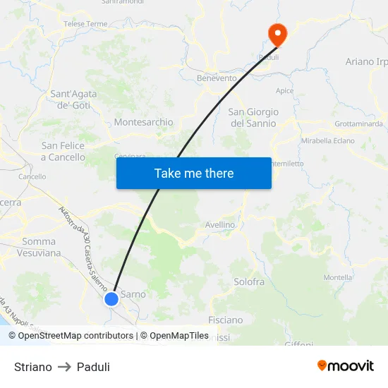 Striano to Paduli map