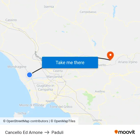 Cancello Ed Arnone to Paduli map
