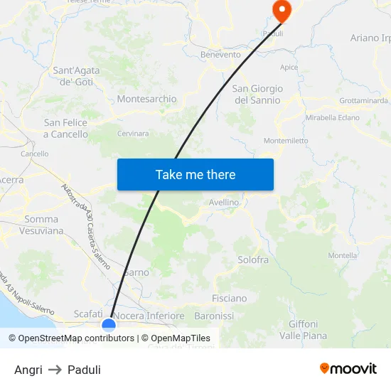 Angri to Paduli map
