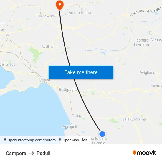 Campora to Paduli map