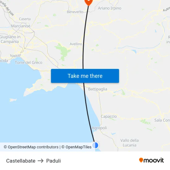 Castellabate to Paduli map