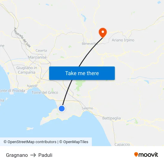 Gragnano to Paduli map