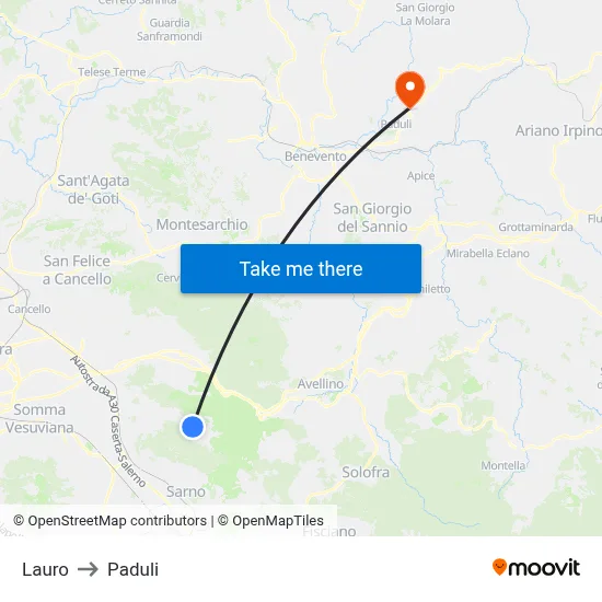 Lauro to Paduli map
