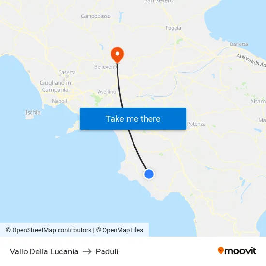 Vallo Della Lucania to Paduli map
