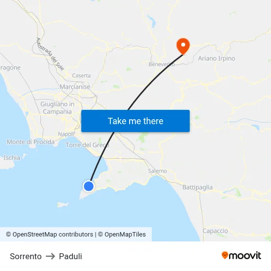 Sorrento to Paduli map
