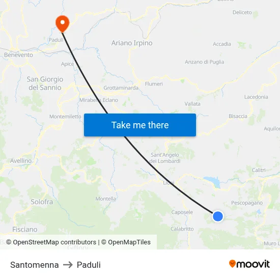Santomenna to Paduli map