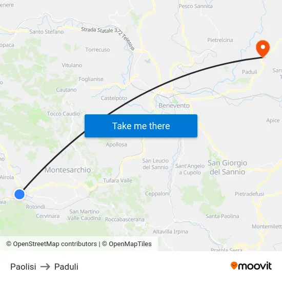 Paolisi to Paduli map