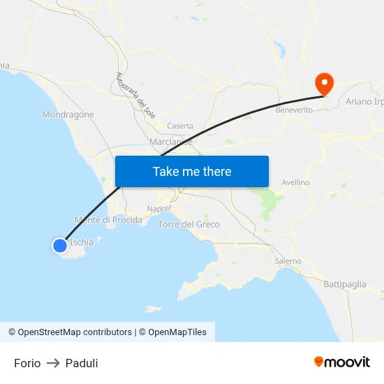 Forio to Paduli map