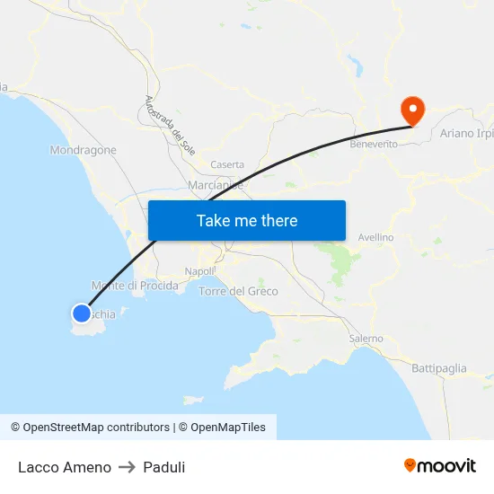 Lacco Ameno to Paduli map