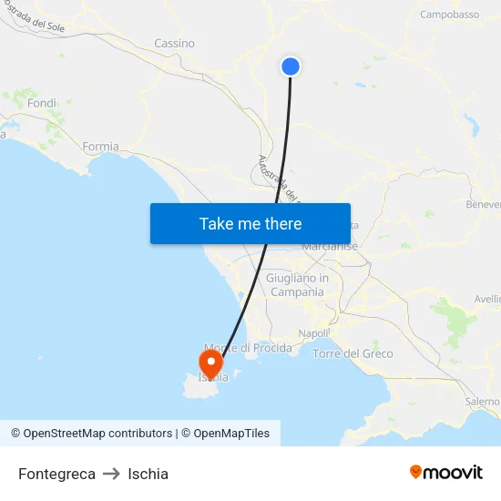 Fontegreca to Ischia map