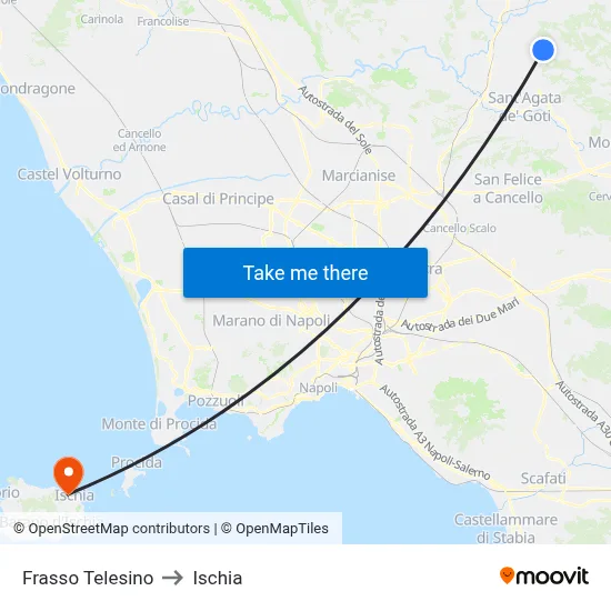 Frasso Telesino to Ischia map