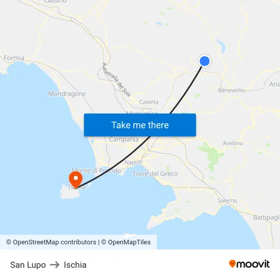 San Lupo to Ischia map