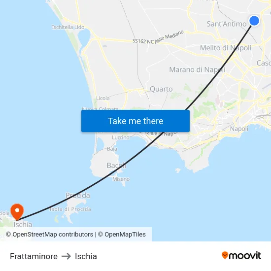 Frattaminore to Ischia map