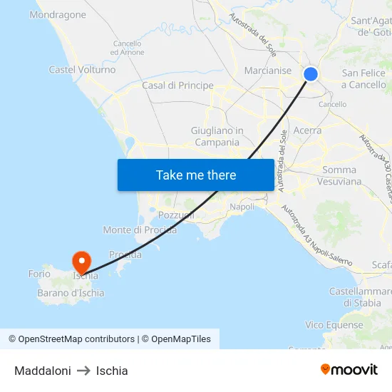 Maddaloni to Ischia map